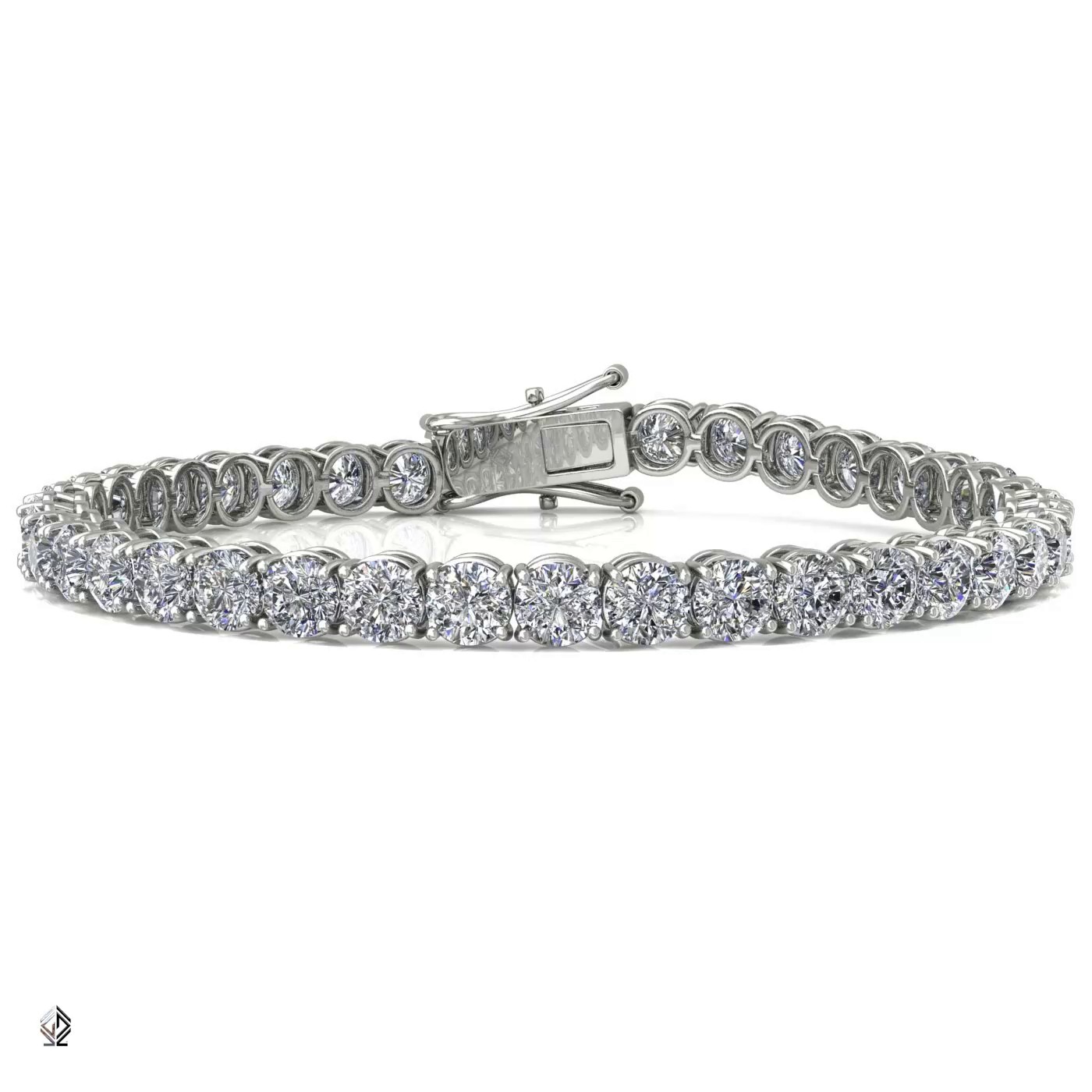 18k white gold 3.3mm 4 prong round shape diamond tennis bracelet in round setting Photos & images