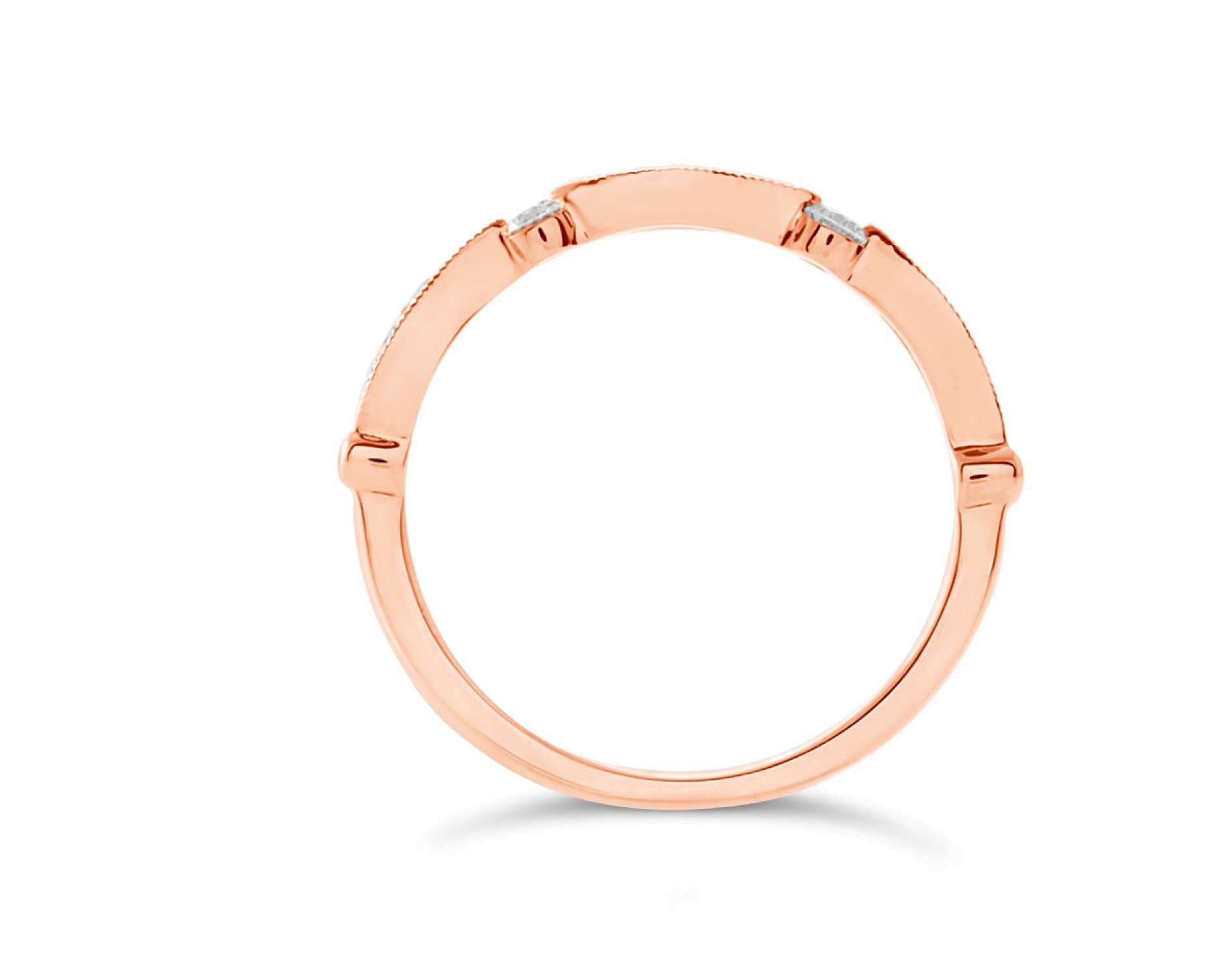 18k rose gold milgrain tension set vintage diamond wedding ring