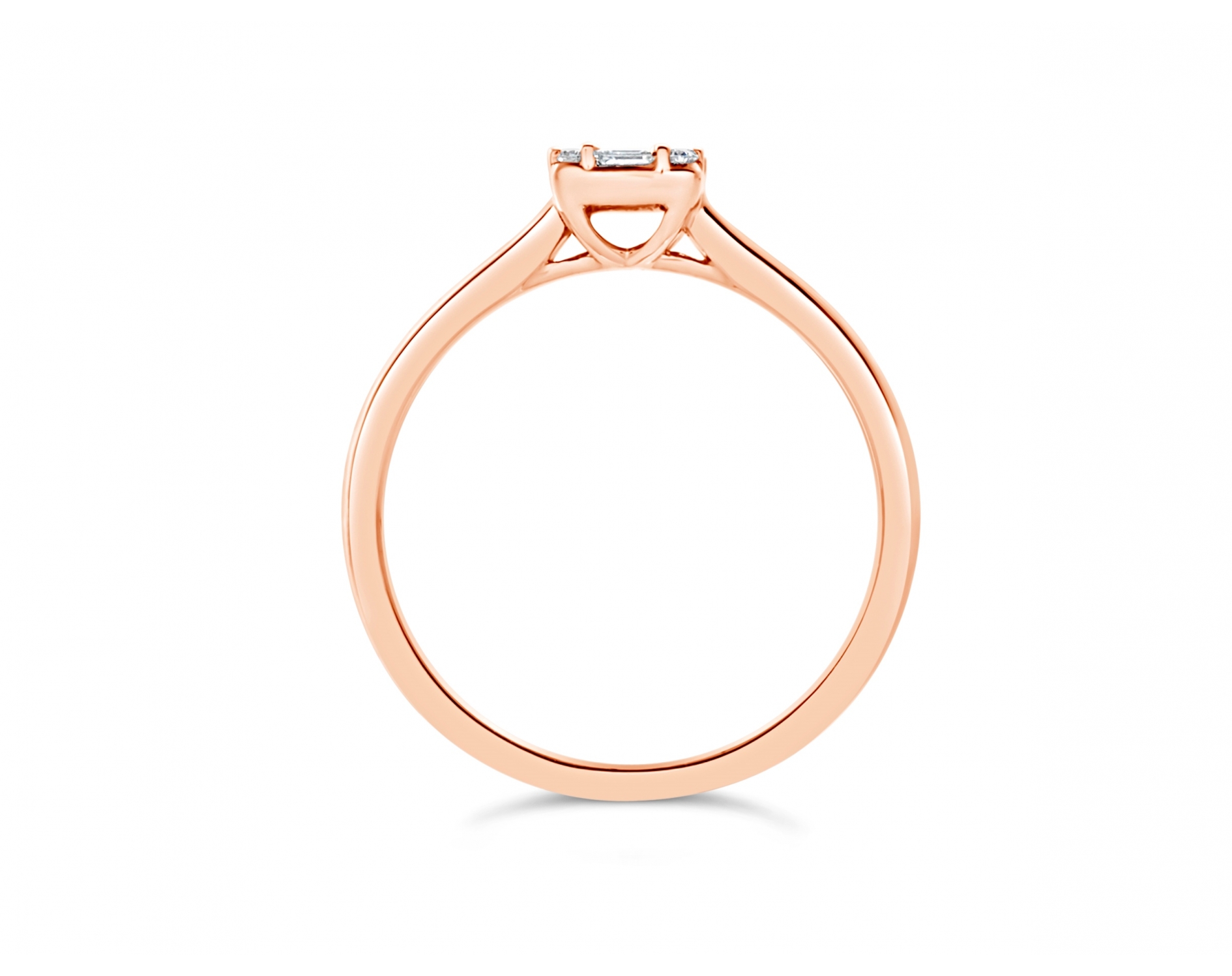 18k rose gold emerald shaped illusion set engagement ring