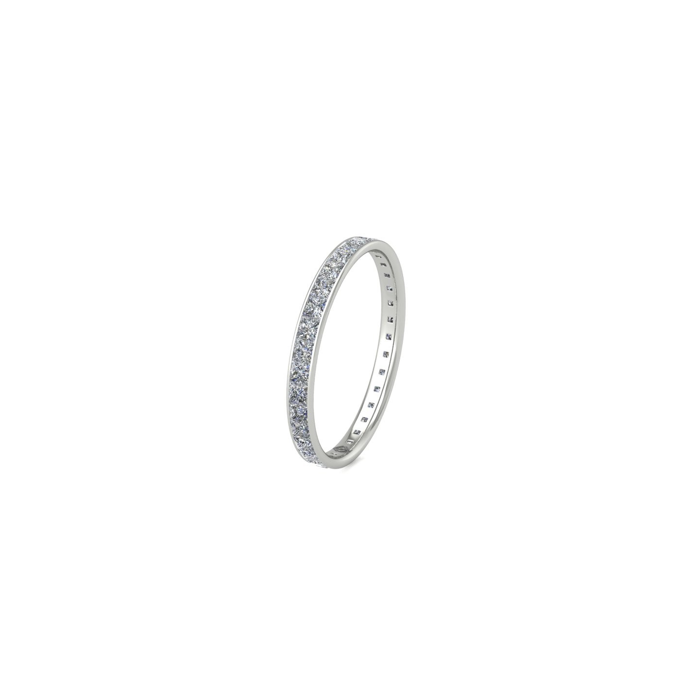 18k white gold  princess shape diamond channel set full eternity ring