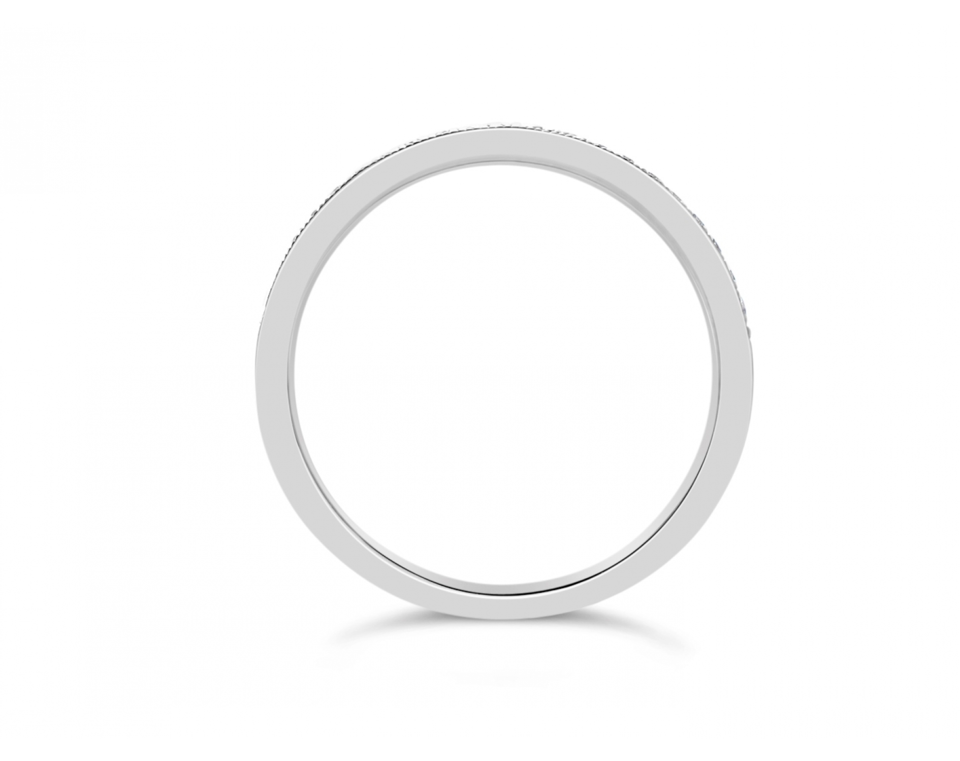 18k white gold half eternity milgrain prong set wedding band