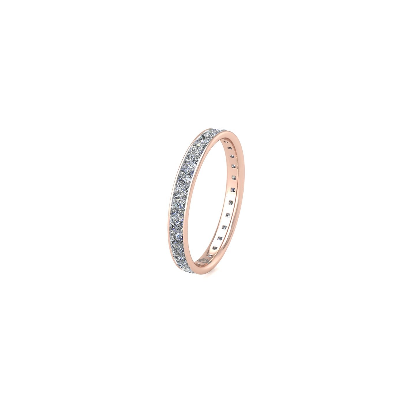 18k rose gold  princess shape diamond channel set full eternity ring