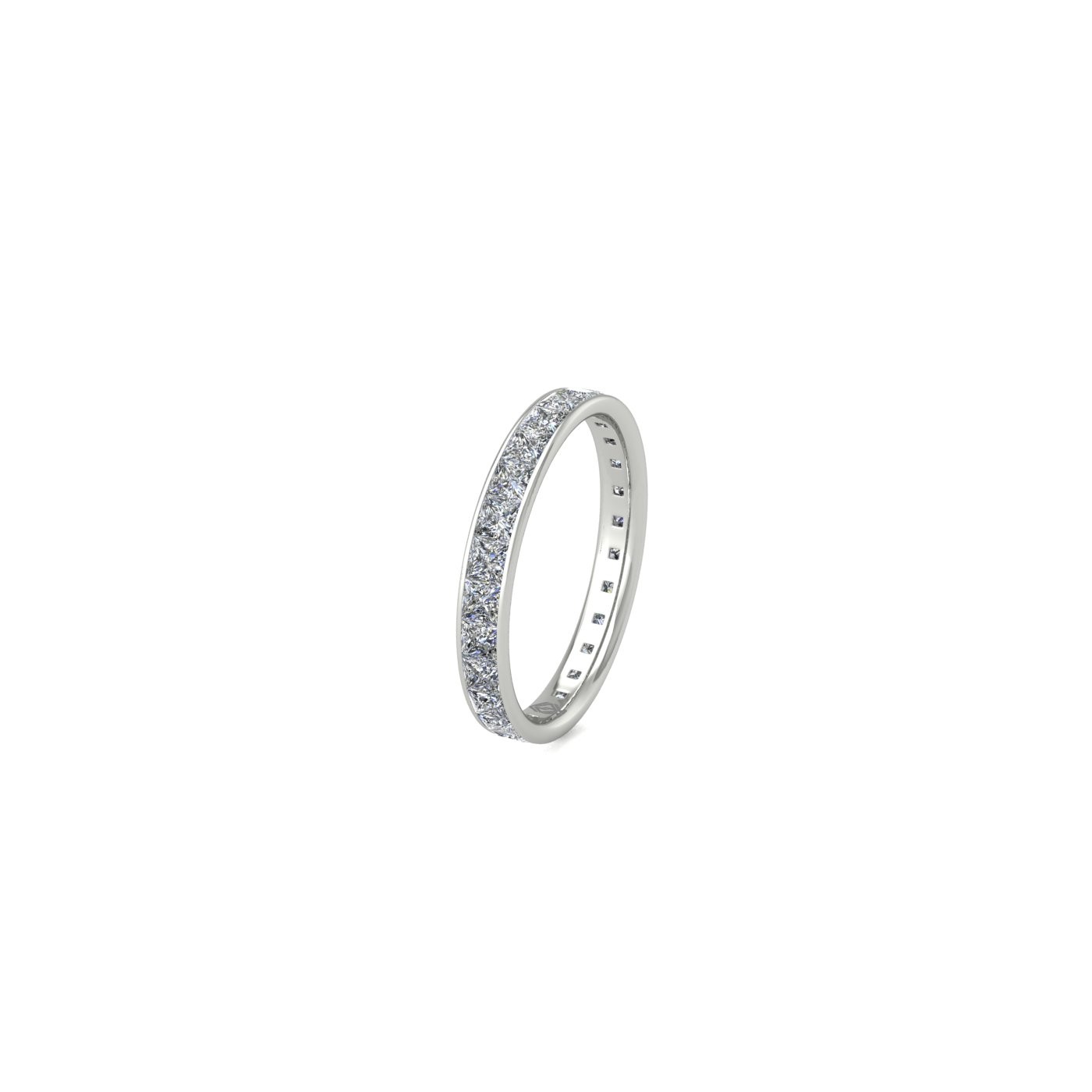18k white gold  princess shape diamond channel set full eternity ring
