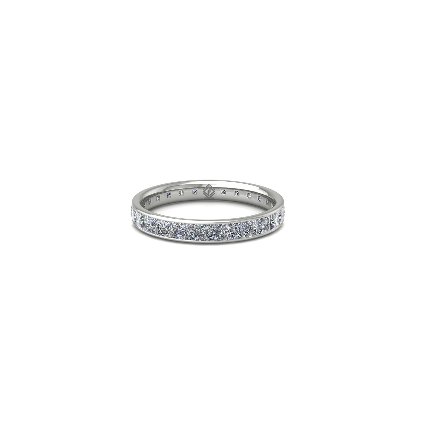 18k white gold  princess shape diamond channel set full eternity ring