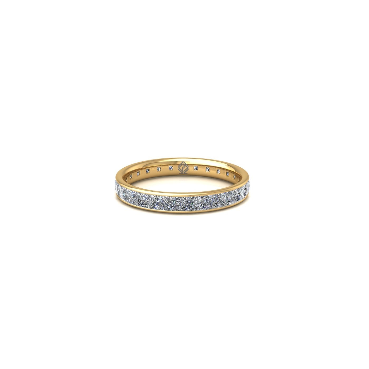 18k yellow gold  princess shape diamond channel set full eternity ring