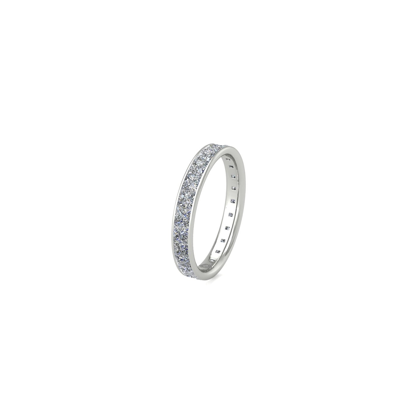 18k white gold  princess shape diamond channel set full eternity ring