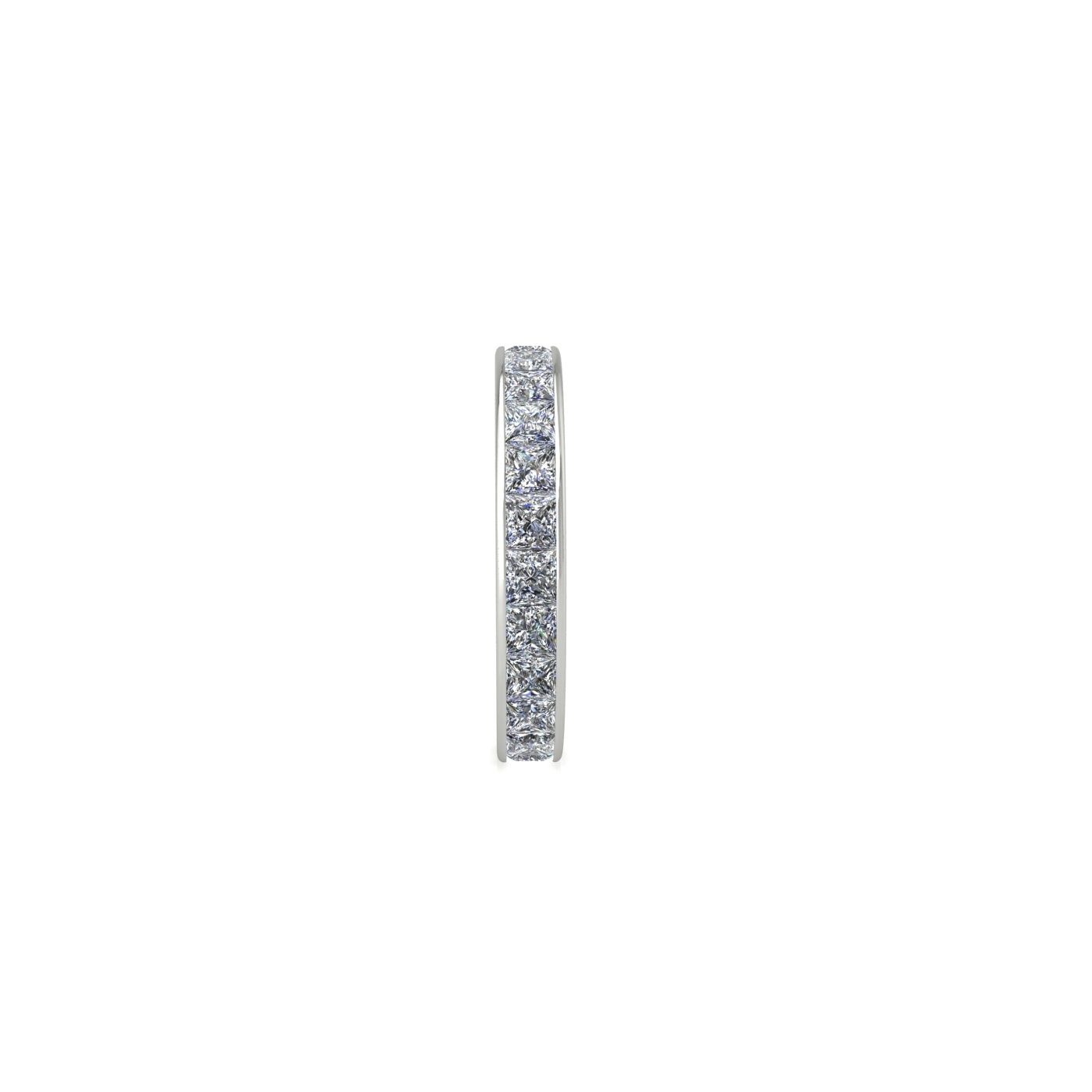 18k white gold  princess shape diamond channel set full eternity ring