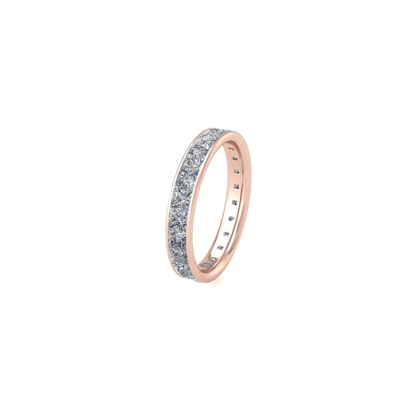 18k rose gold  princess shape diamond channel set full eternity ring