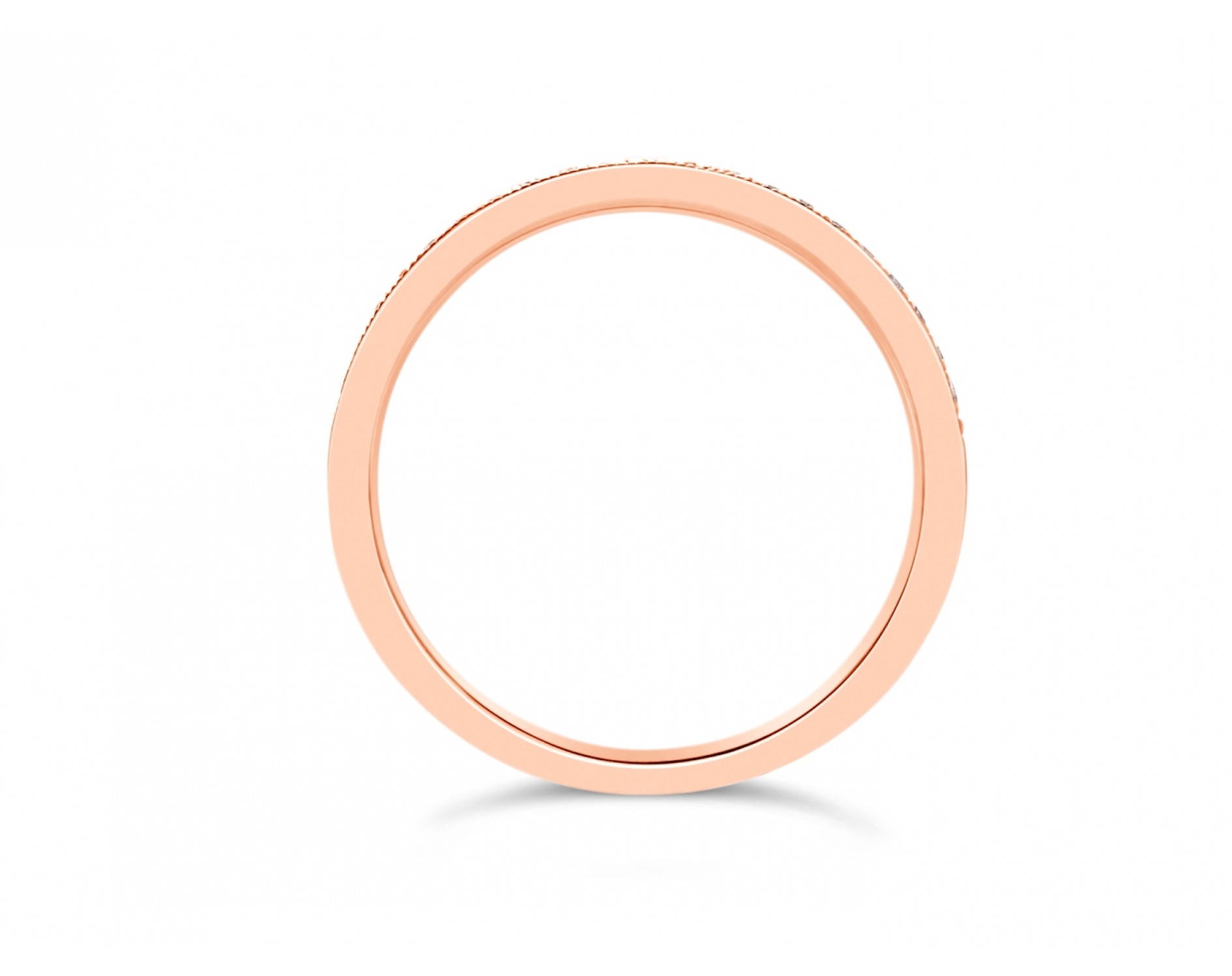18k rose gold half eternity milgrain prong set wedding band