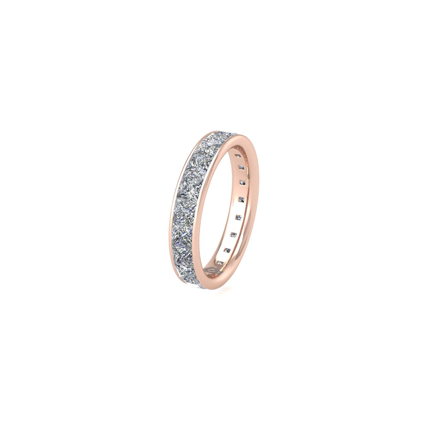 18k rose gold  princess shape diamond channel set full eternity ring