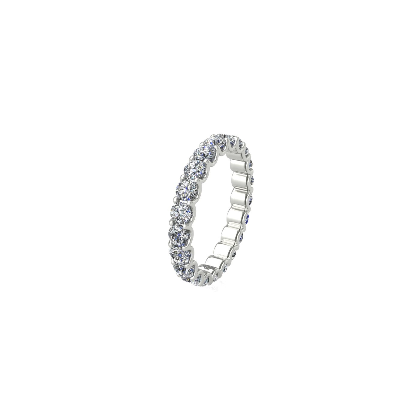 18k white gold  round shape diamond full eternity ring in u-prong setting