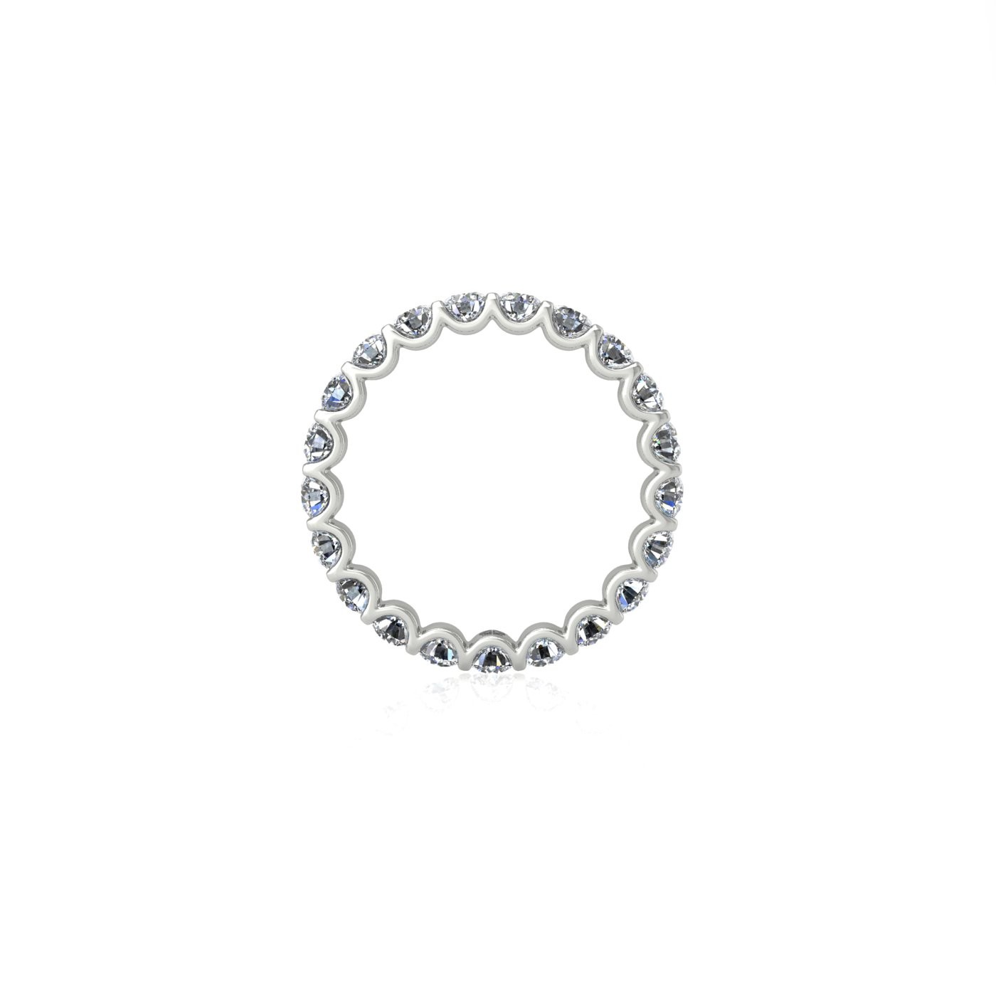 18k white gold  round shape diamond full eternity ring in u-prong setting