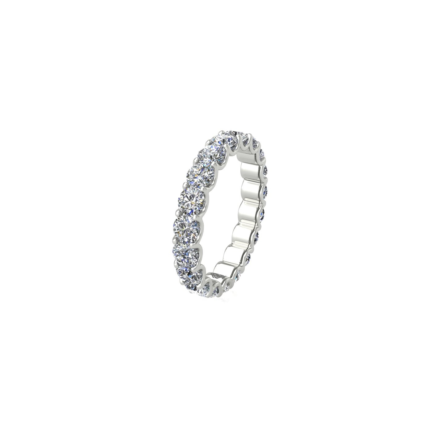 18k white gold  round shape diamond full eternity ring in u-prong setting
