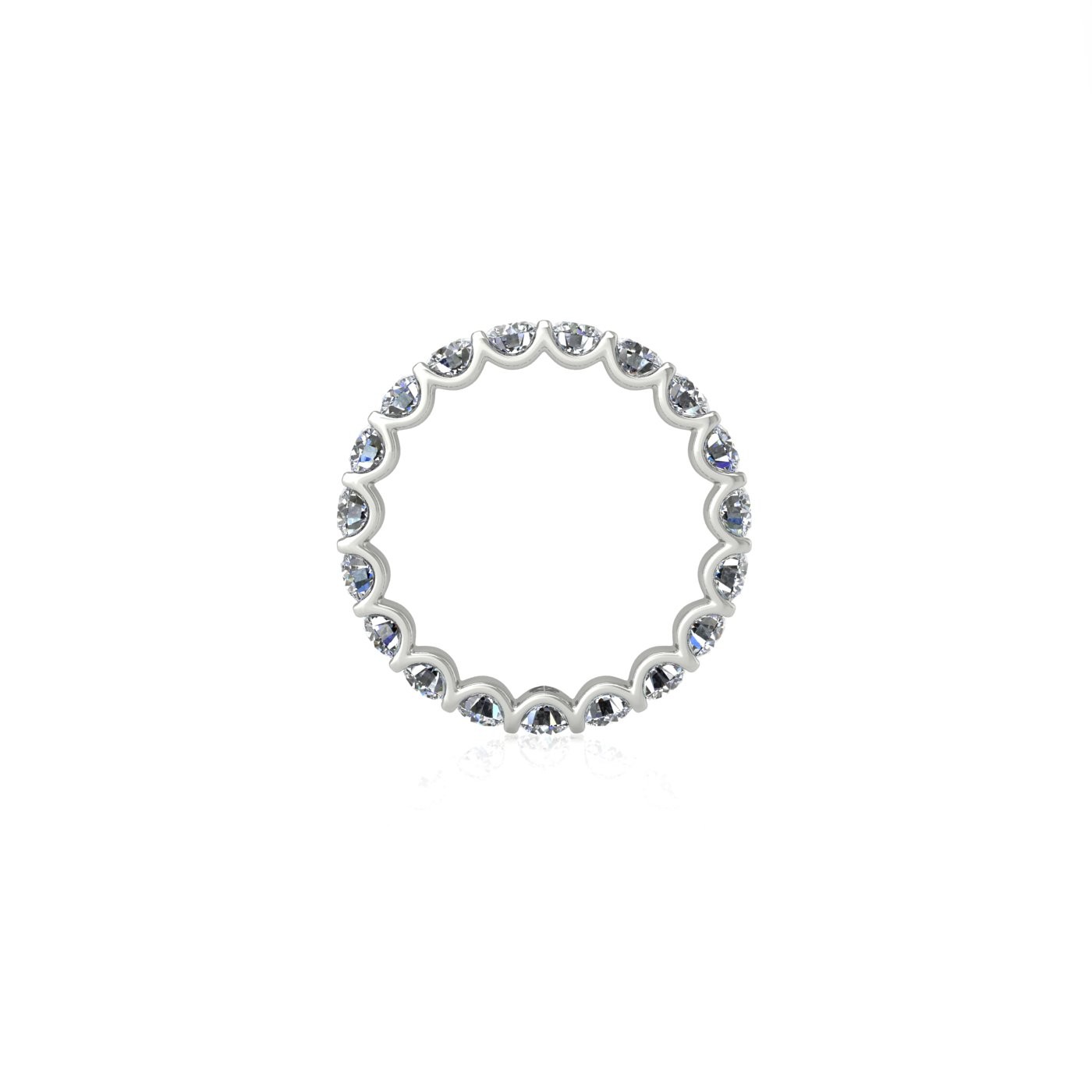 18k white gold  round shape diamond full eternity ring in u-prong setting