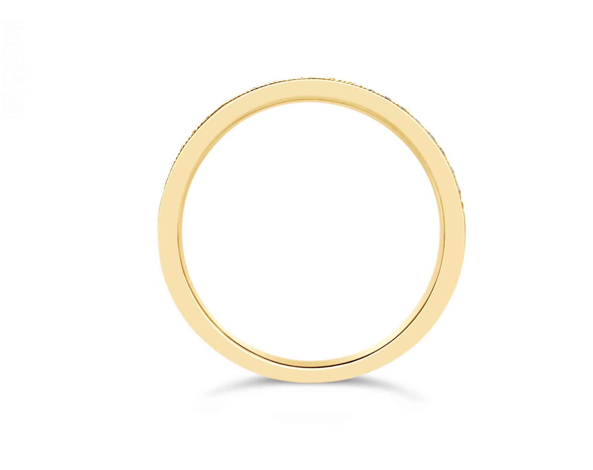 18k yellow gold half eternity milgrain prong set wedding band