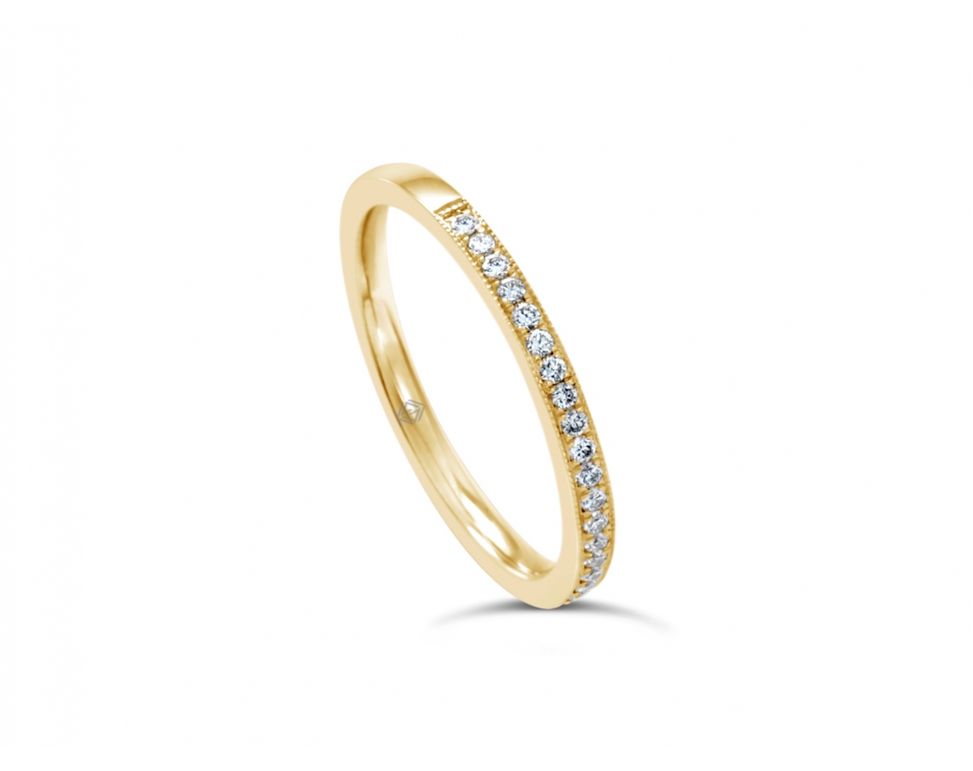 18k rose gold half eternity milgrain prong set wedding band Photos & images