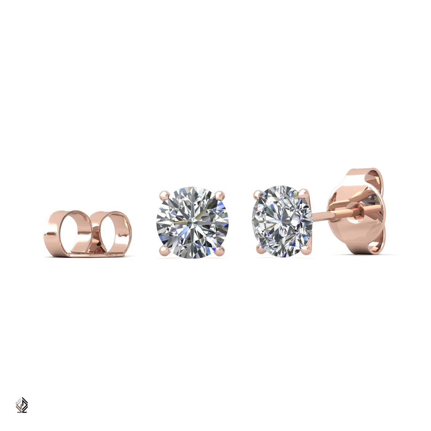 18k white gold  0.3 ct each (0,6 tcw) 4 prongs round cut classic diamond earring studs Photos & images