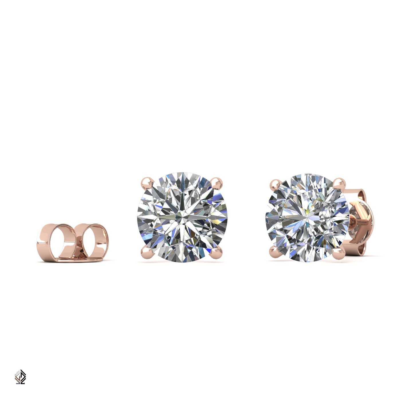 18k rose gold  0.3 ct,each (0,6 tcw) 4 prongs round cut classic diamond earring studs Photos & images