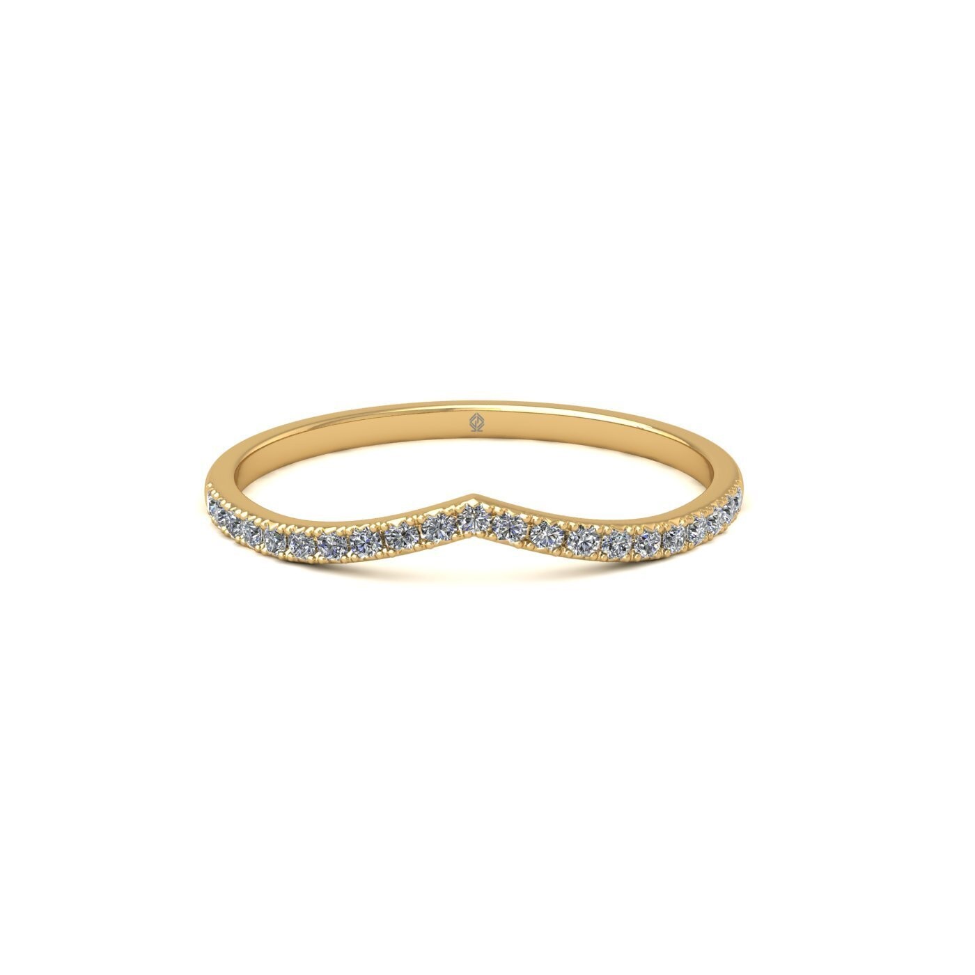 v shaped diamond half eternity 18k yellow gold 0.14 ct diamonds