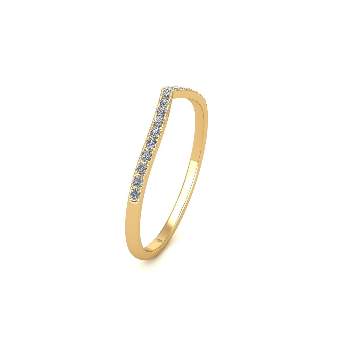 v shaped diamond half eternity 18k yellow gold 0.14 ct diamonds
