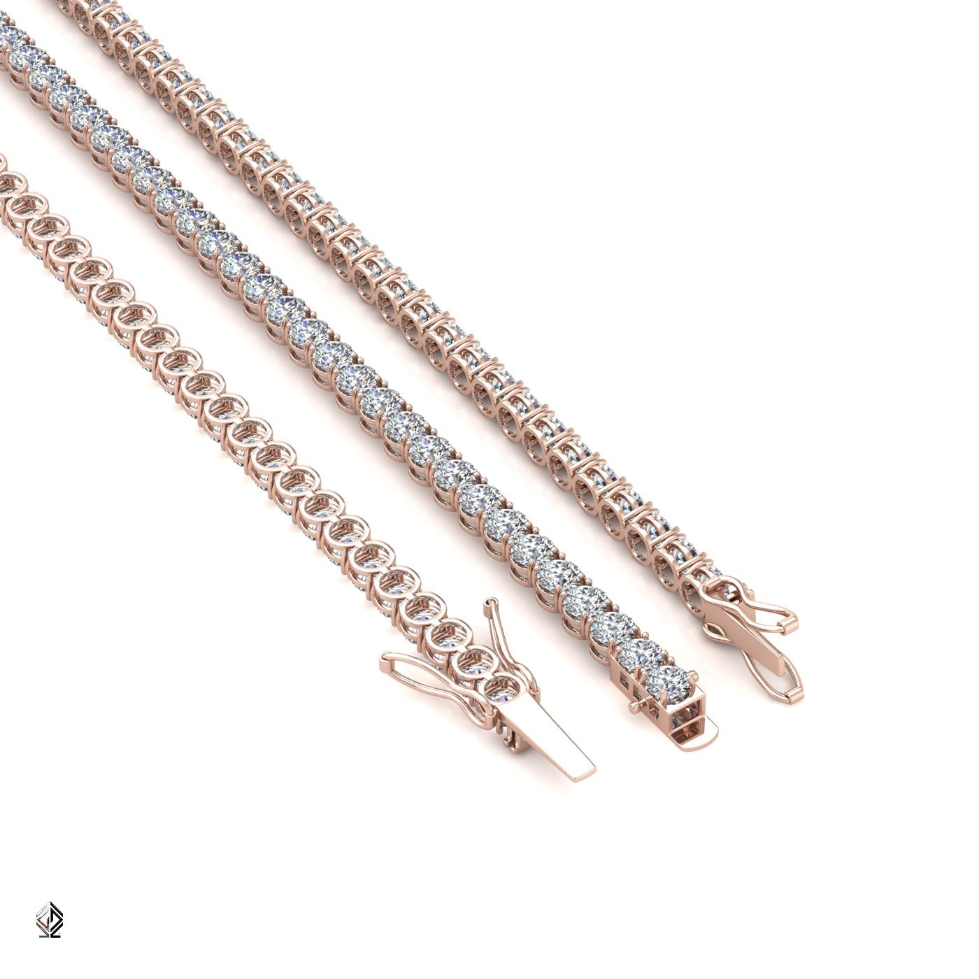 18k rose gold  1.8mm 4 prong round shape diamond tennis bracelet in round setting