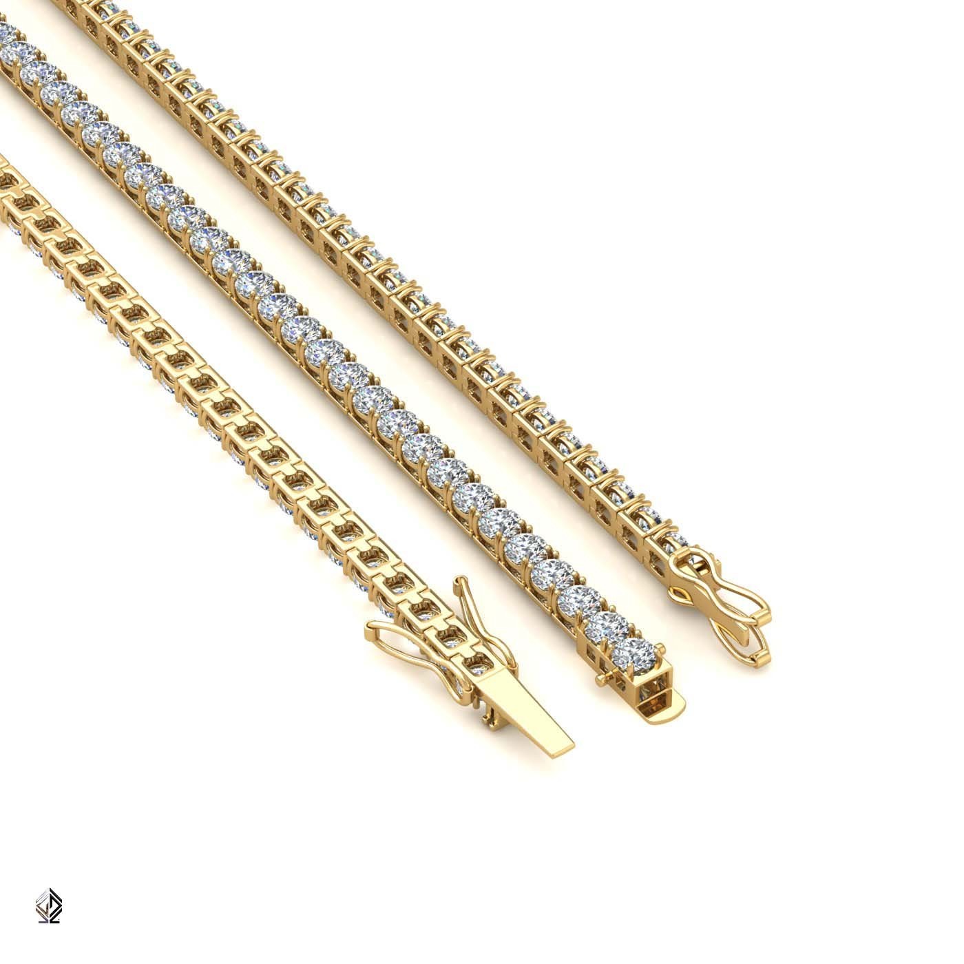18k yellow gold  1.8mm 4 prong round shape diamond tennis bracelet in square setting