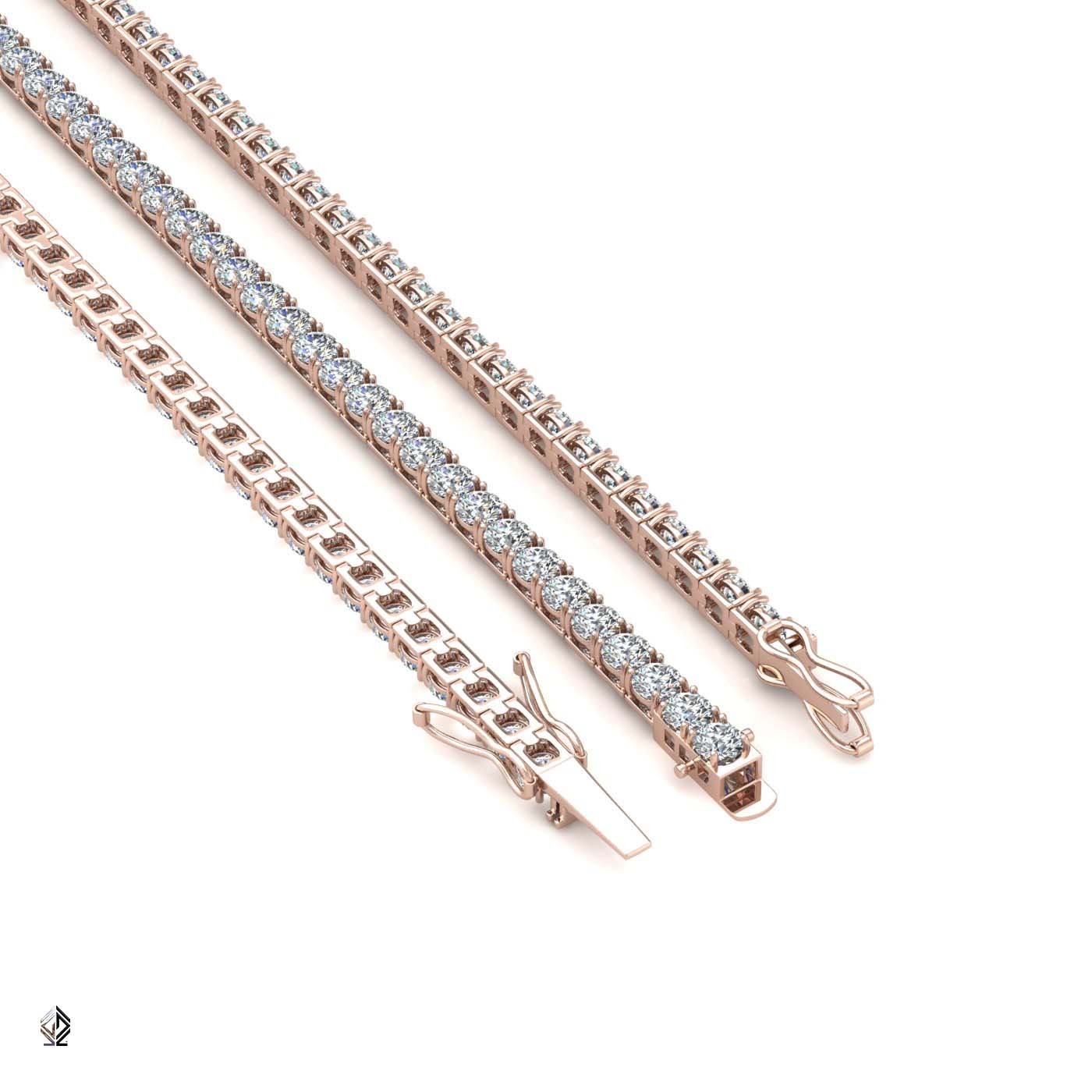 18k rose gold  1.8mm 4 prong round shape diamond tennis bracelet in square setting