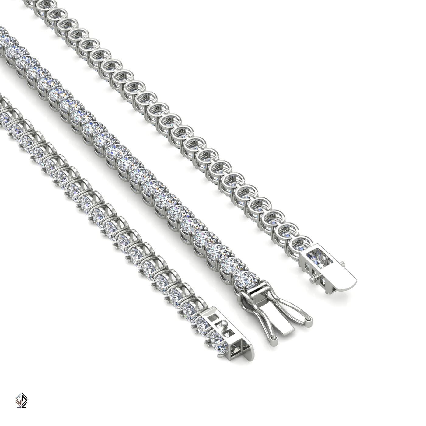 18k white gold 2.4mm 4 prong round shape diamond tennis bracelet in round setting