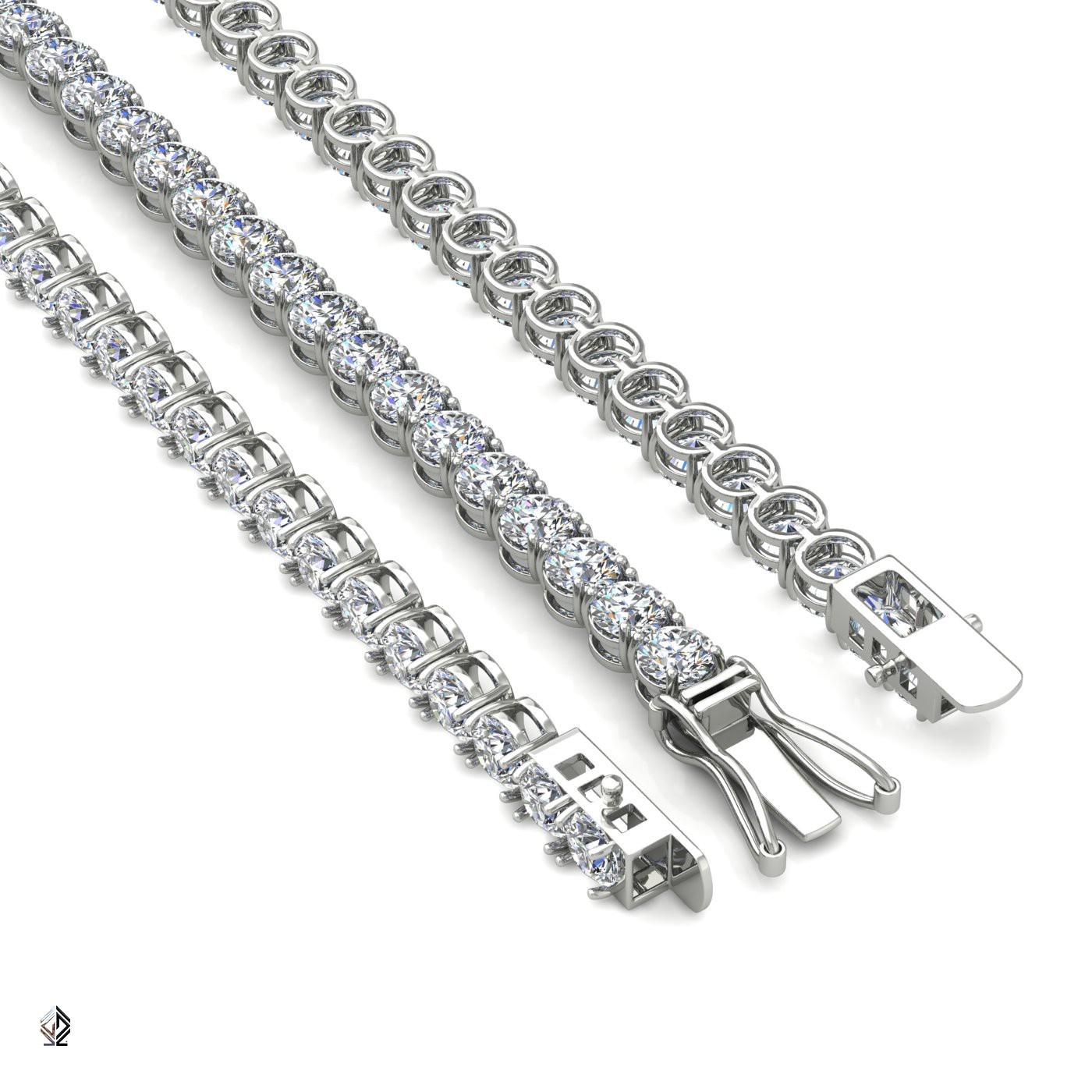 18k white gold 3.8mm 4 prong round shape diamond tennis bracelet in round setting