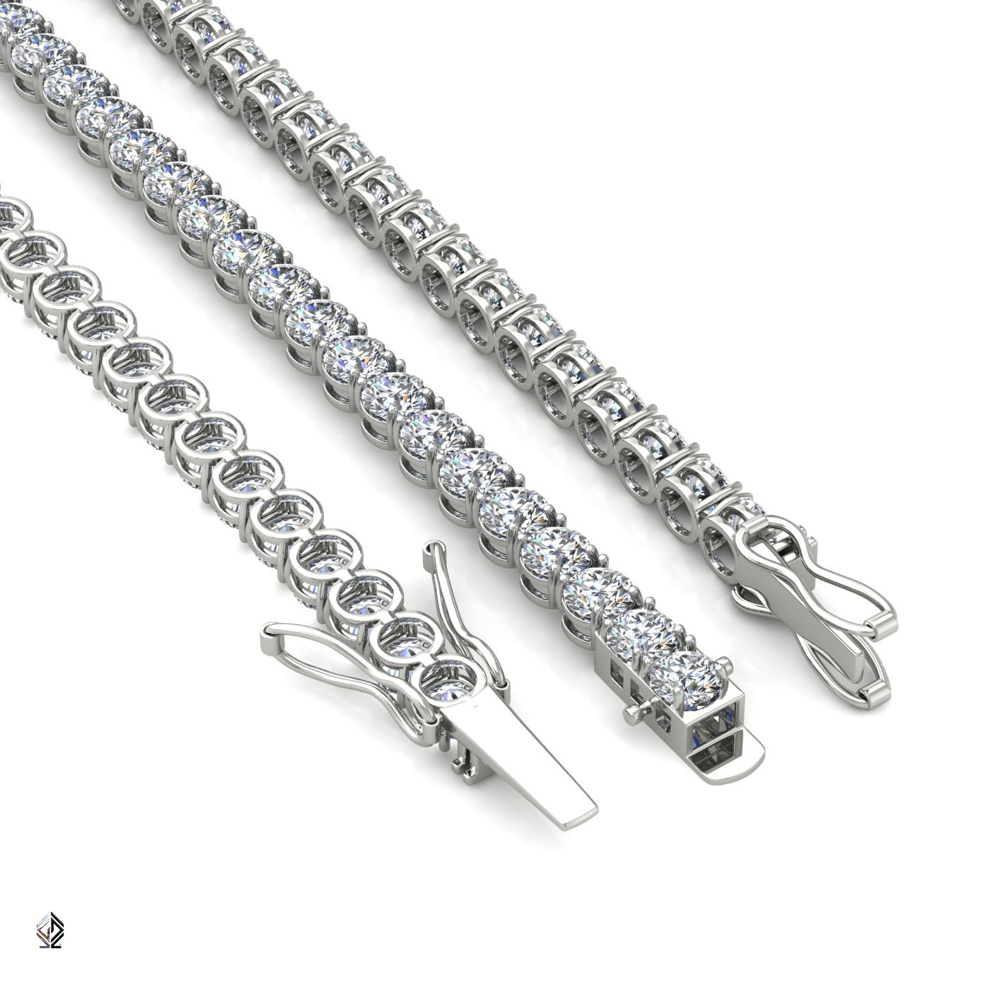 18k white gold 3.8mm 4 prong round shape diamond tennis bracelet in round setting