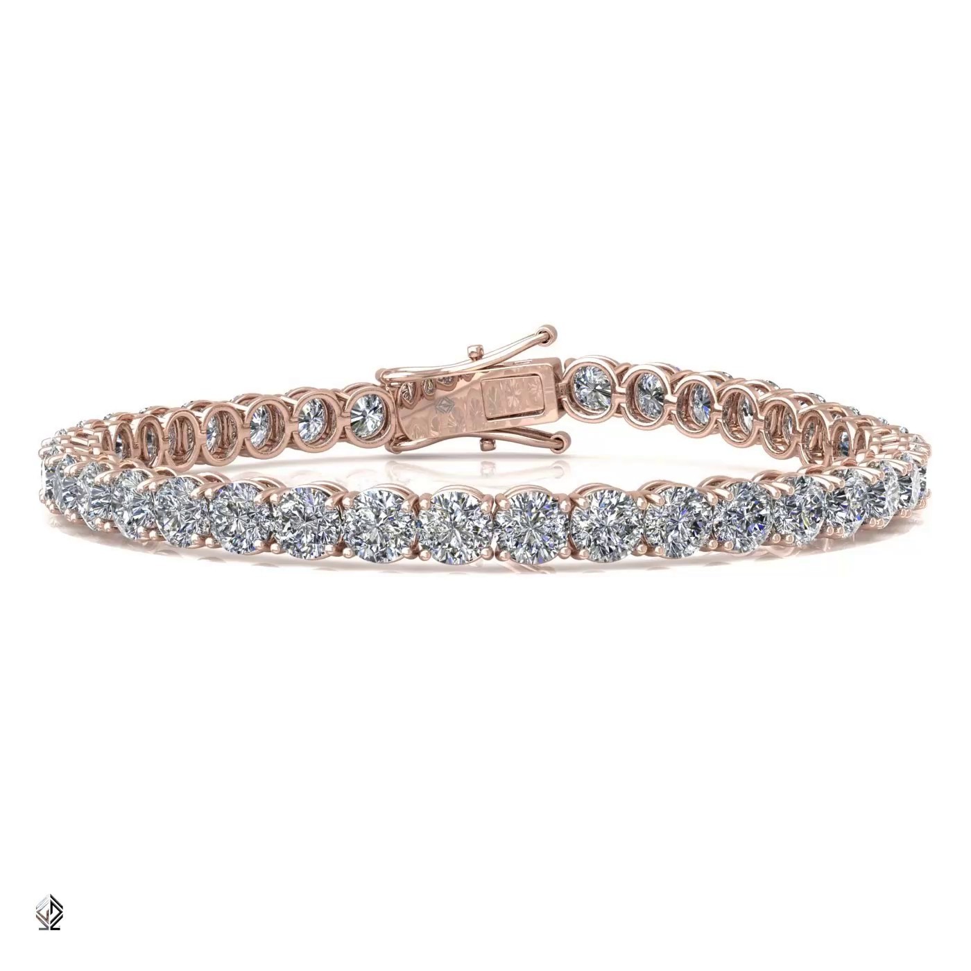 18k rose gold  1.8mm 4 prong round shape diamond tennis bracelet in round setting Photos & images