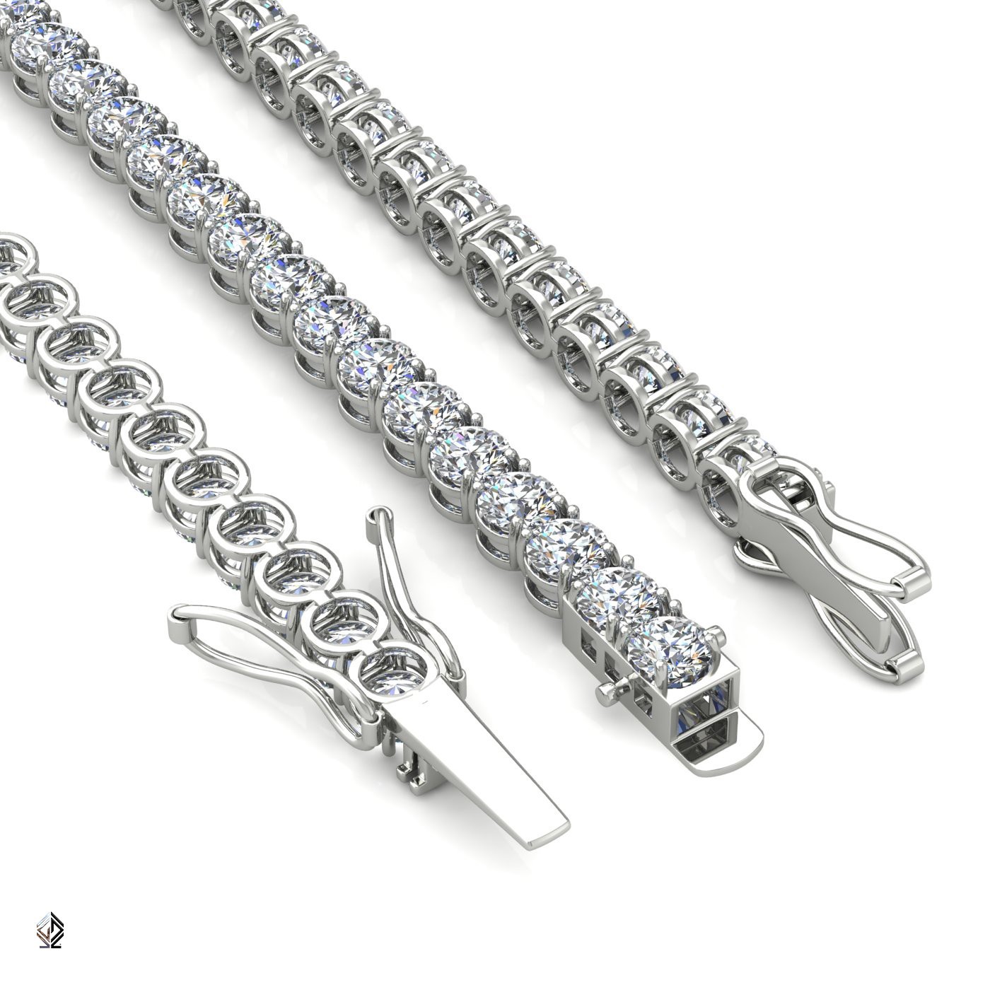 18k white gold 4.2mm 4 prong round shape diamond tennis bracelet in round setting