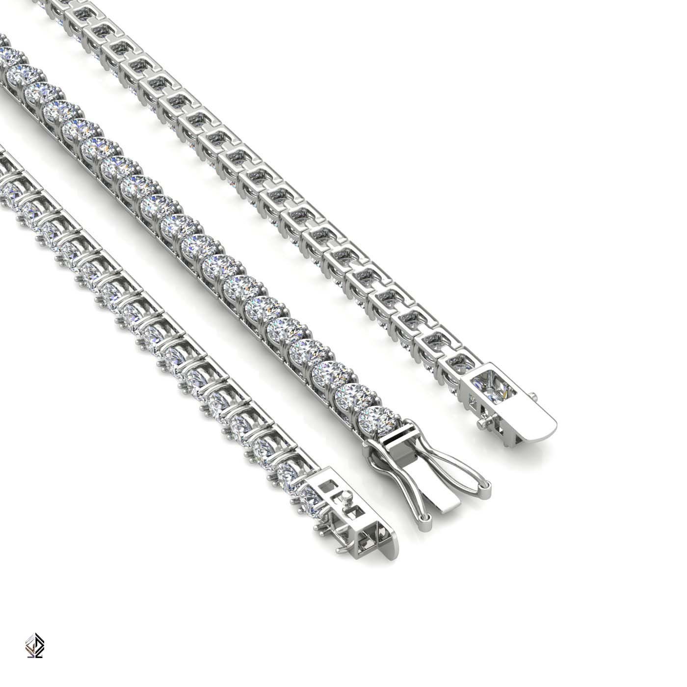 18k white gold 2.4mm 4 prong round shape diamond tennis bracelet in square setting