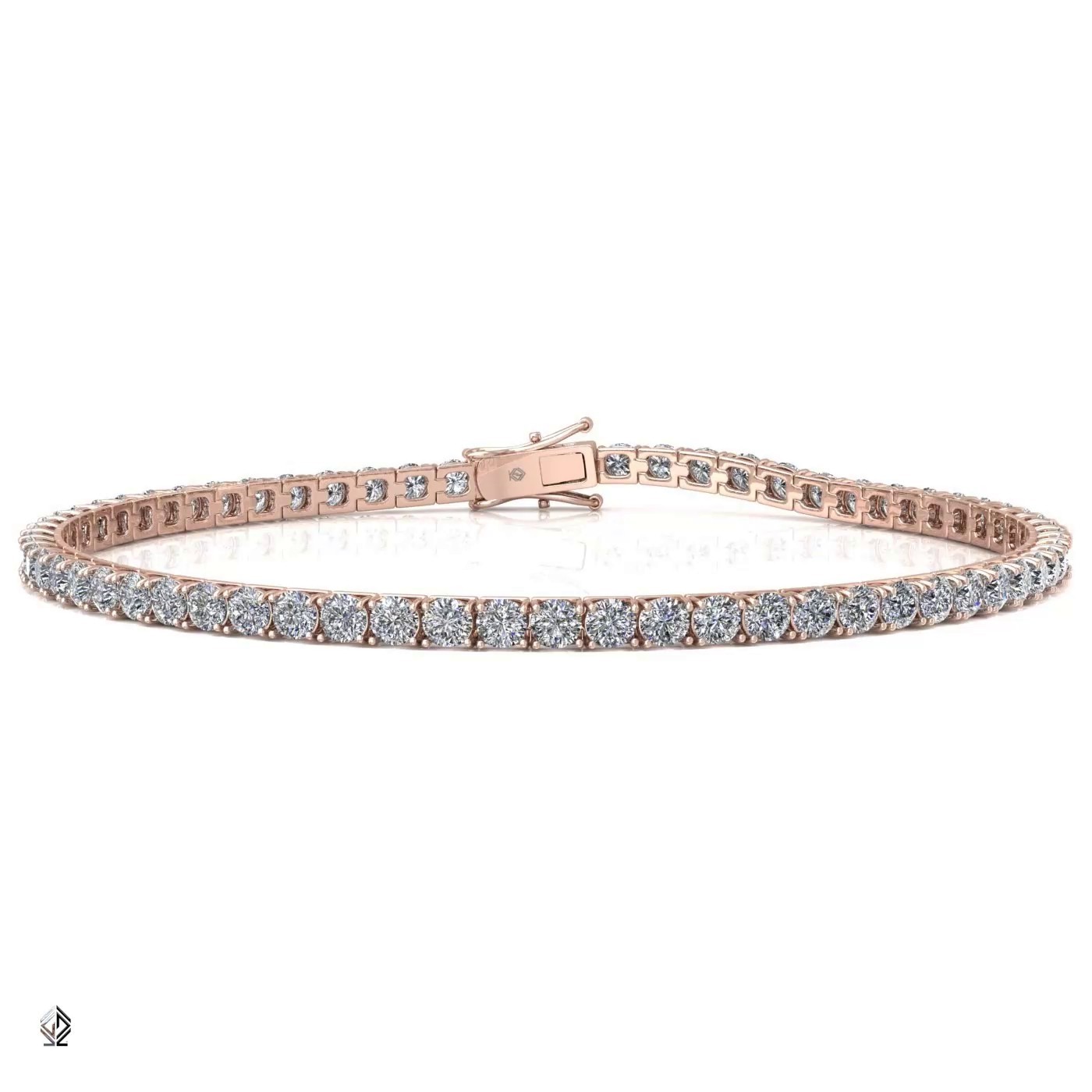 18k rose gold  1.8mm 4 prong round shape diamond tennis bracelet in square setting Photos & images