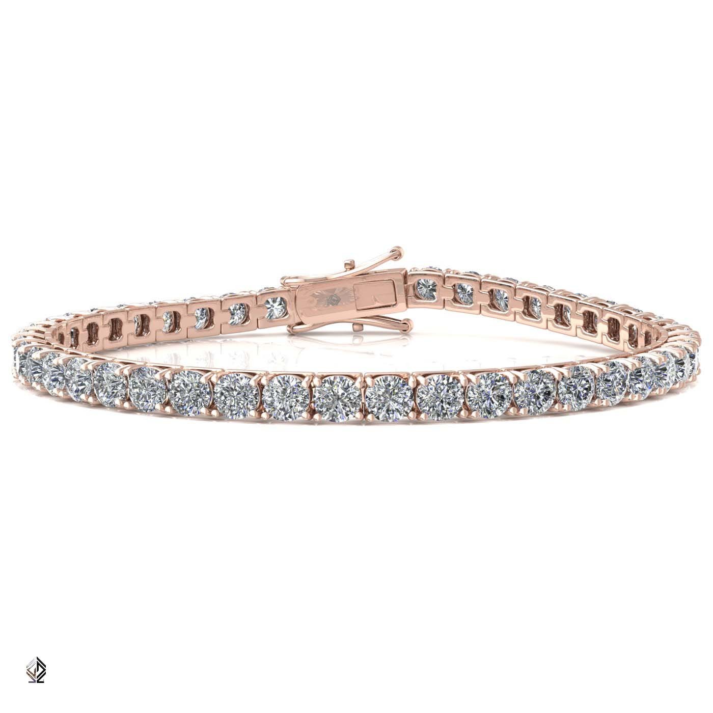 18k rose gold 3.3mm 4 prong round shape diamond tennis bracelet in square setting