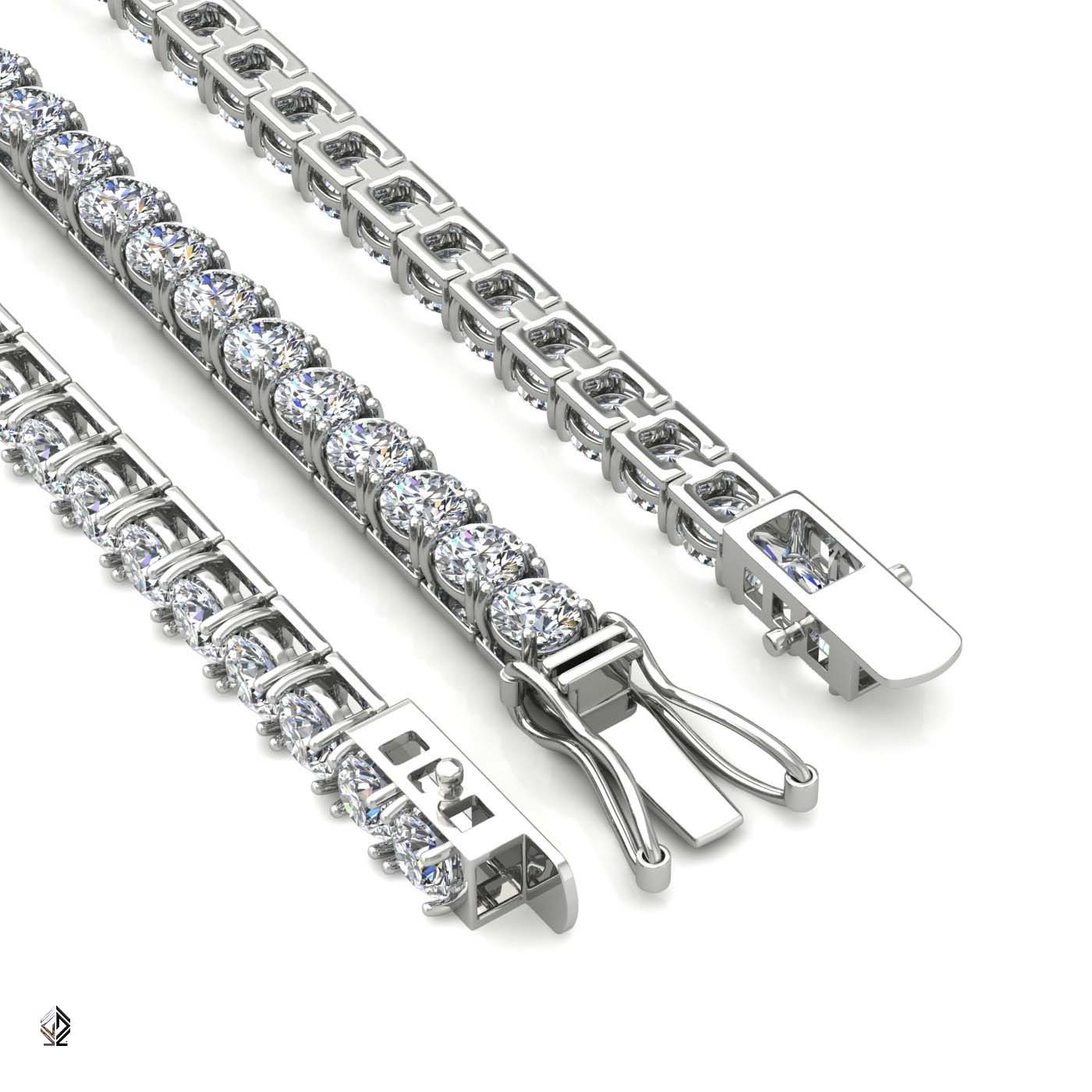 18k white gold 4.2mm 4 prong round shape diamond tennis bracelet in square setting