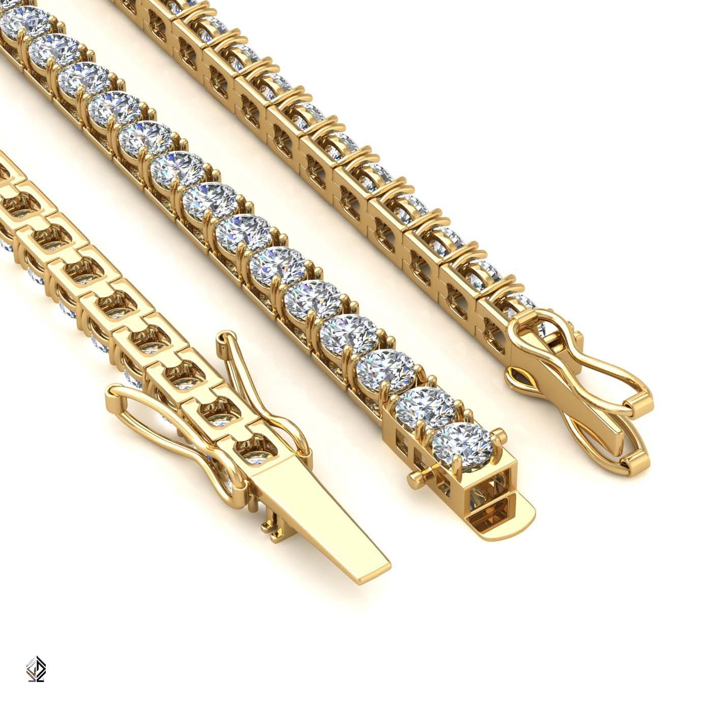 18k yellow gold 4.2mm 4 prong round shape diamond tennis bracelet in square setting