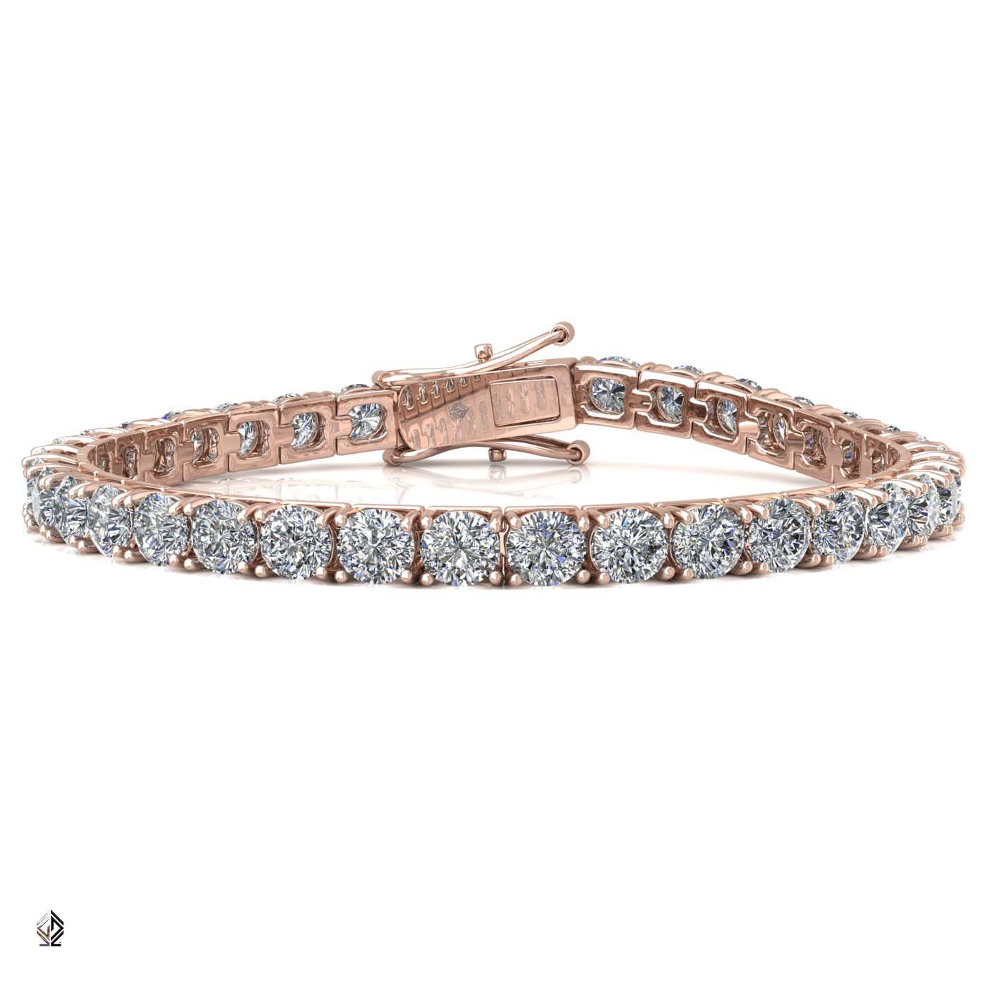 18k rose gold 4.2mm 4 prong round shape diamond tennis bracelet in square setting