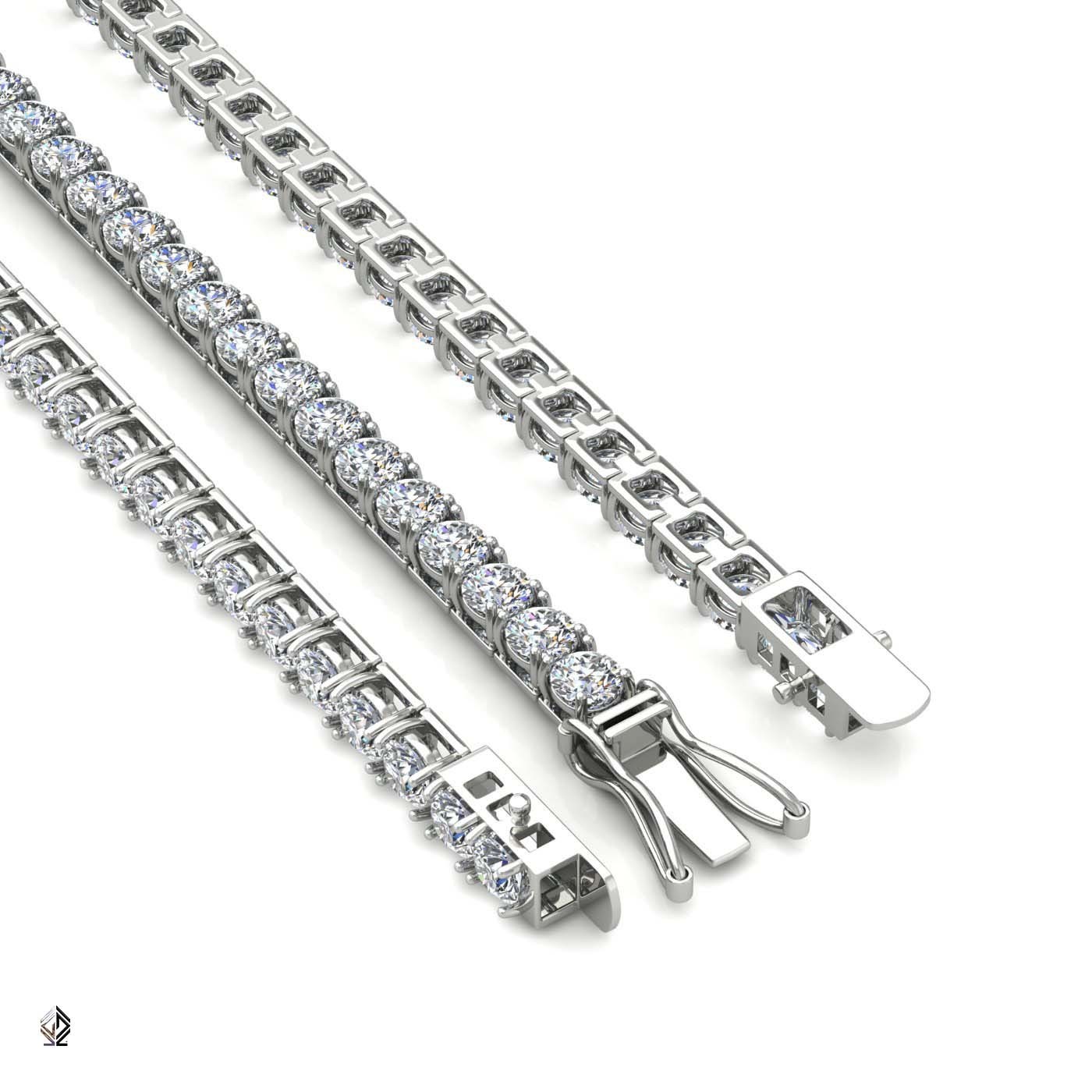 18k white gold 3.8mm 4 prong round shape diamond tennis bracelet in square setting
