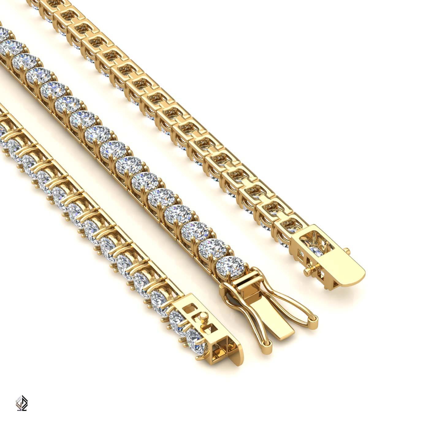 18k yellow gold 3.8mm 4 prong round shape diamond tennis bracelet in square setting