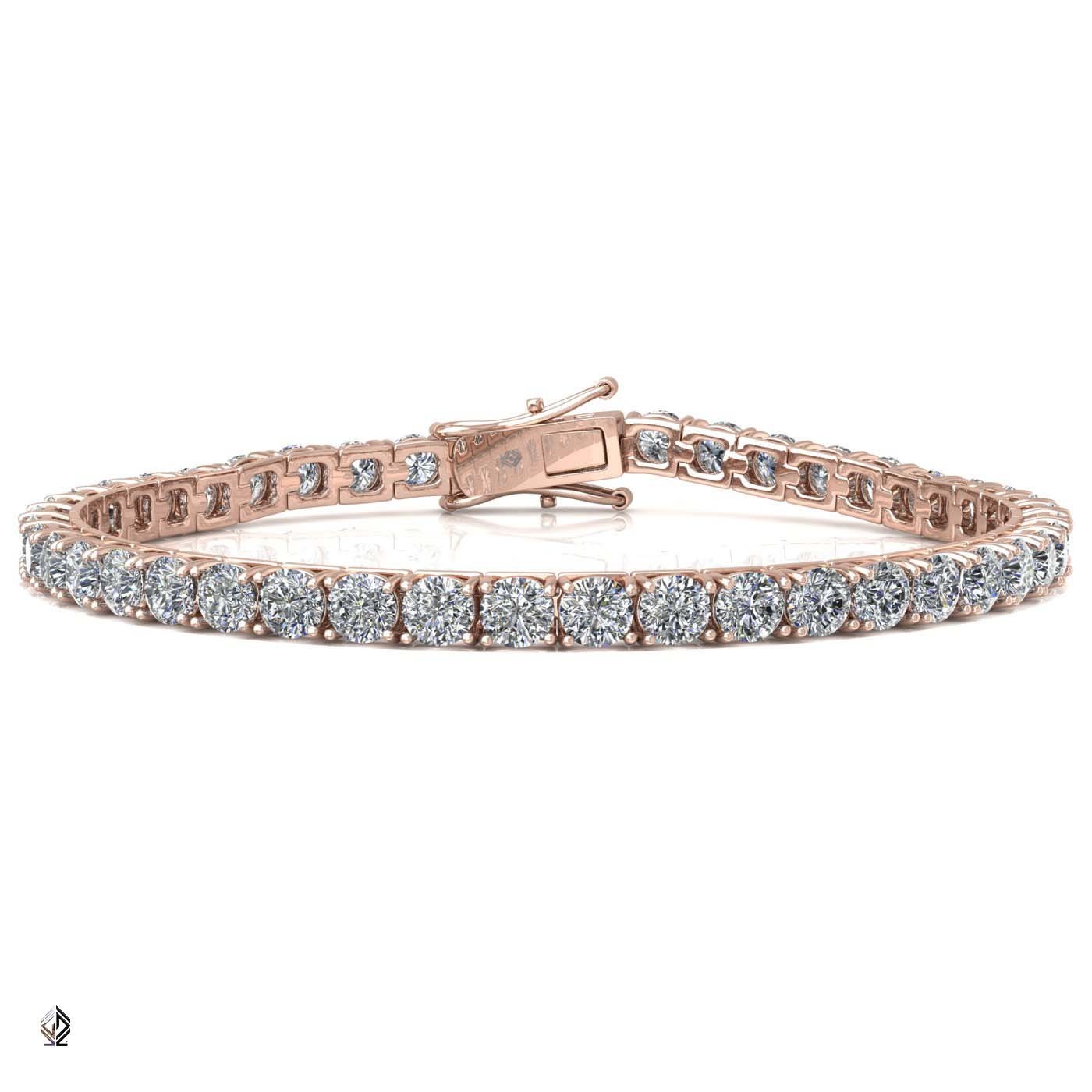 18k rose gold 3.7mm 4 prong round shape diamond tennis bracelet in square setting