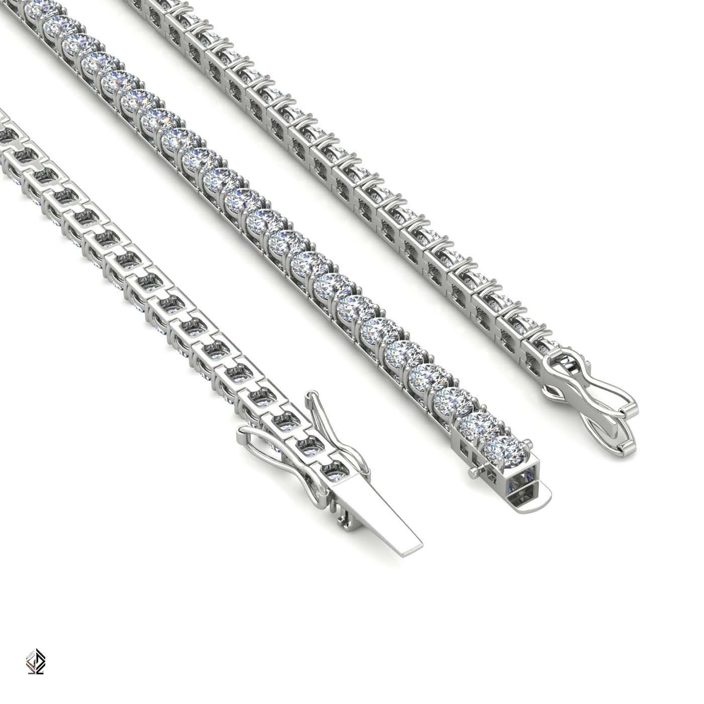 18k white gold 3.0mm 4 prong round shape diamond tennis bracelet in square setting
