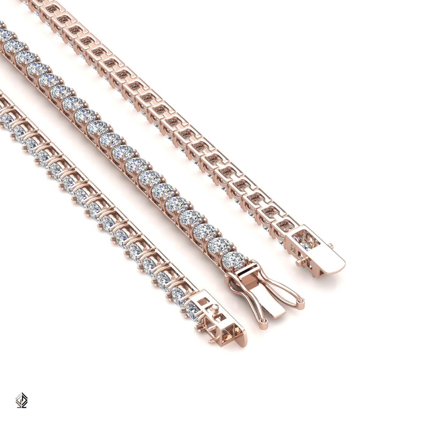 18k rose gold 2.0mm 4 prong round shape diamond tennis bracelet in square setting