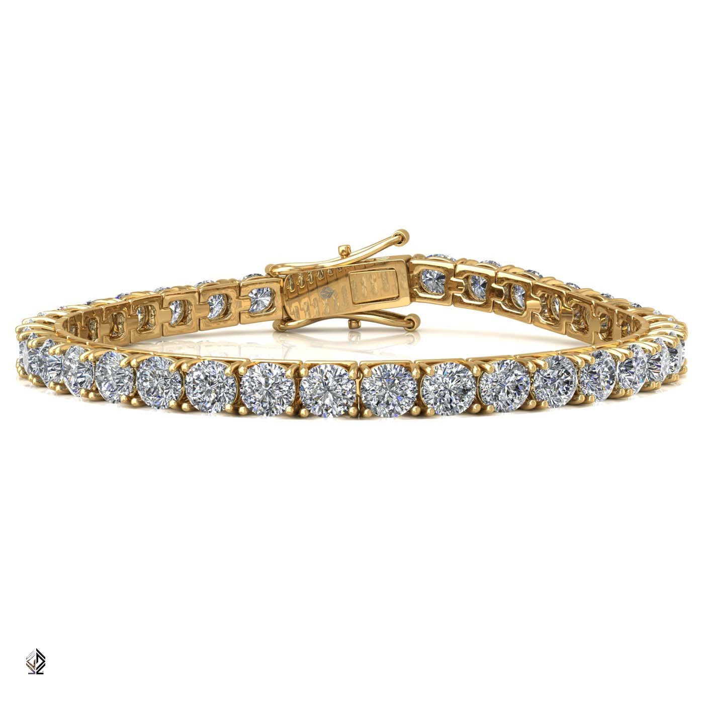 18k yellow gold  1.8mm 4 prong round shape diamond tennis bracelet in square setting Photos & images