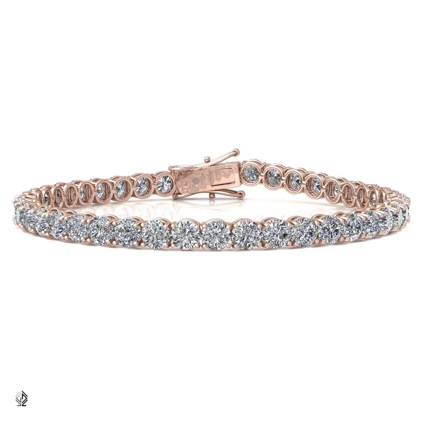 18k rose gold  1.8mm 4 prong round shape diamond tennis bracelet in round setting Photos & images
