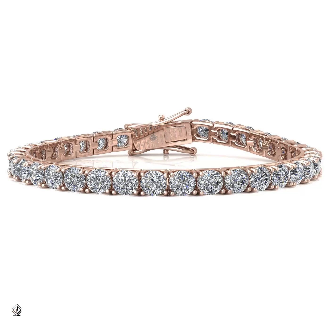 18k rose gold  1.8mm 4 prong round shape diamond tennis bracelet in square setting Photos & images