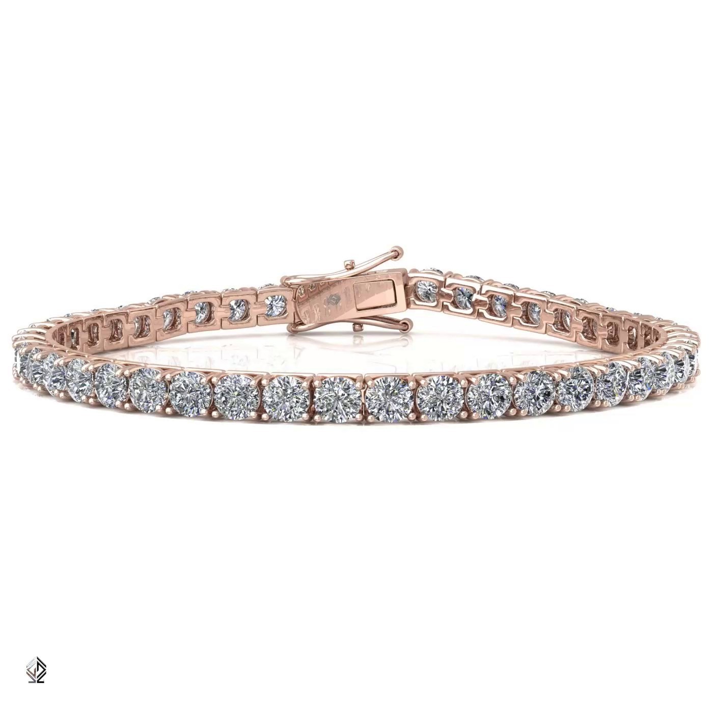 18k rose gold  1.8mm 4 prong round shape diamond tennis bracelet in square setting Photos & images