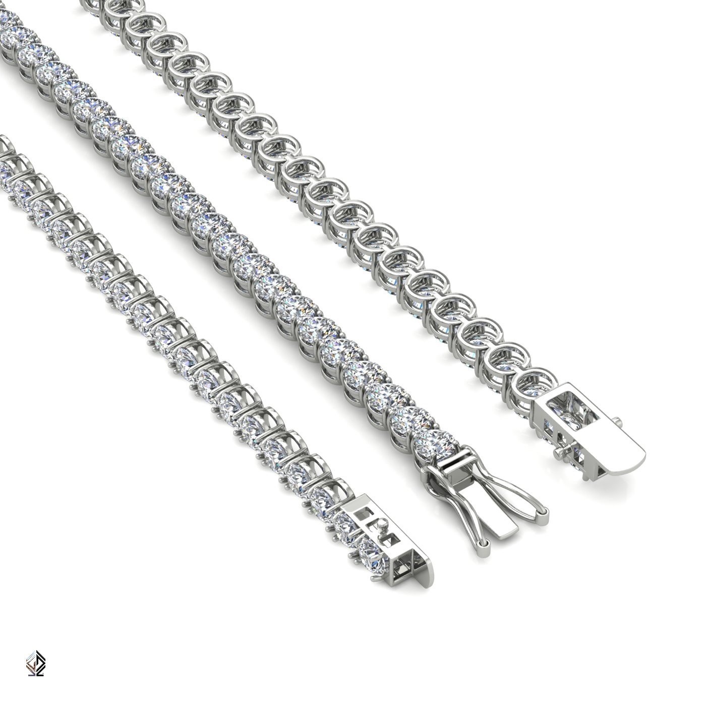 18k white gold  2.6mm 4 prong round shape diamond tennis bracelet in round setting
