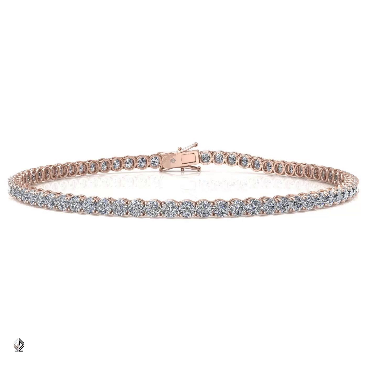 18k rose gold 3.3mm 4 prong round shape diamond tennis bracelet in round setting Photos & images