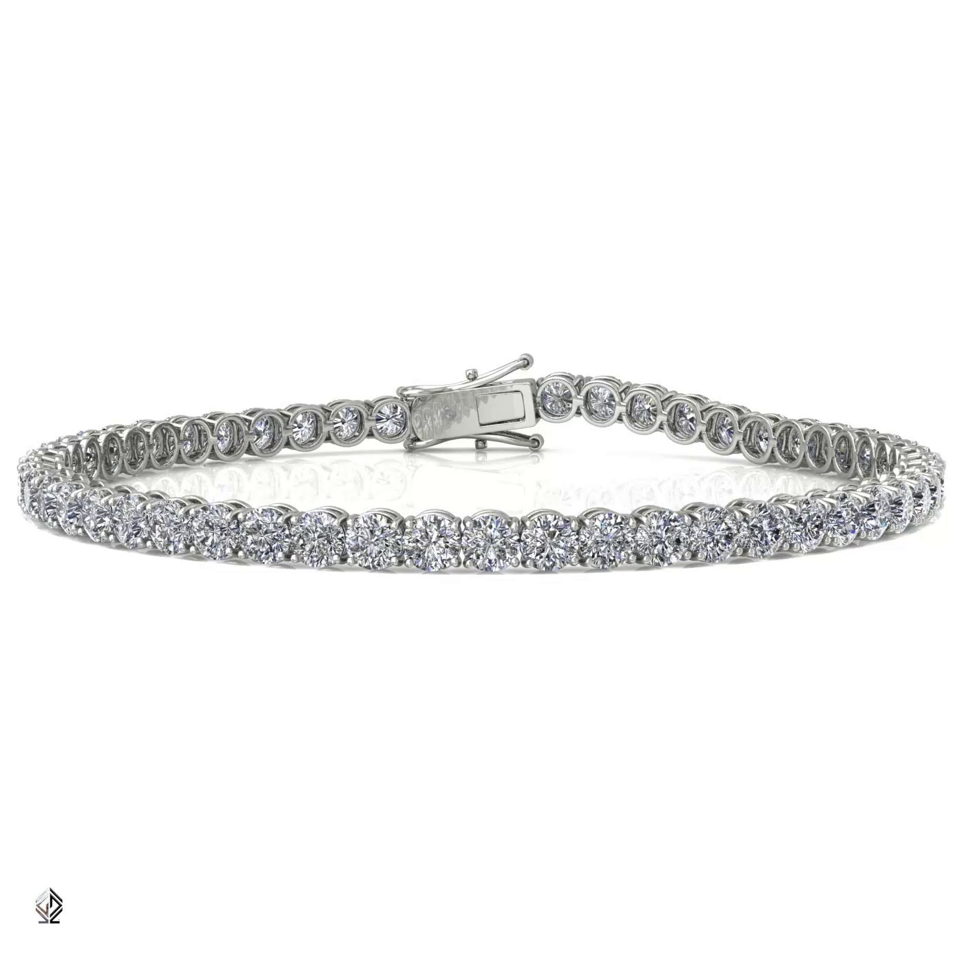 18k white gold 3.0mm 4 prong round shape diamond tennis bracelet in square setting Photos & images